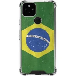Brazil Flag Distressed Google Pixel 5 Clear Case