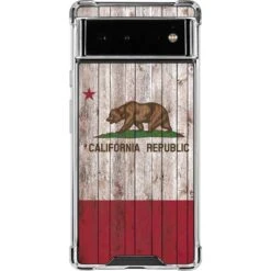 California Flag Dark Wood Google Pixel 6a Clear Case