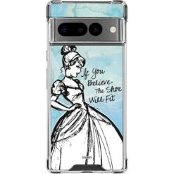 Disney Cinderella Sketch Art Shoe Will Fit Google Pixel 7 Pro Clear Case
