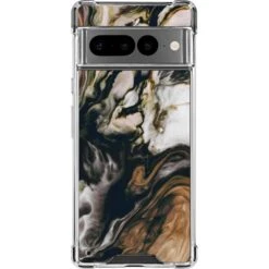 Copper And Black Marble Ink Google Pixel 7 Pro Clear Case