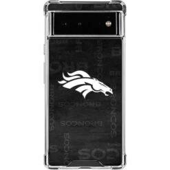 NFL Denver Broncos Black & White Google Pixel 6a Clear Case