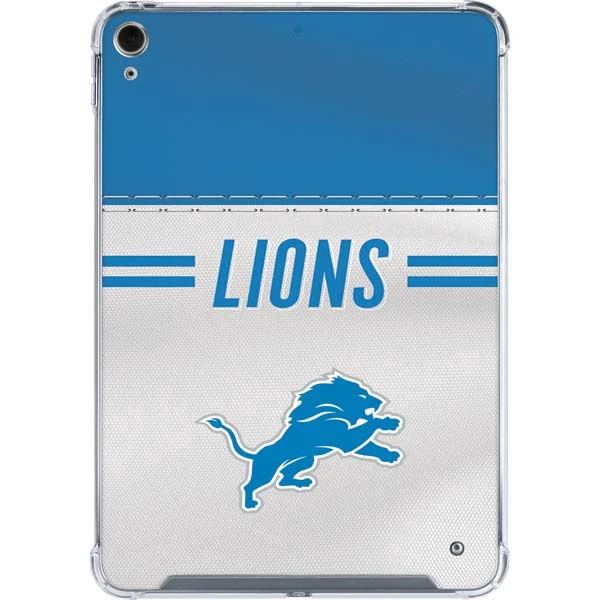 NFL Detroit Lions White Striped IPad 10th Gen (2022) Clear Case