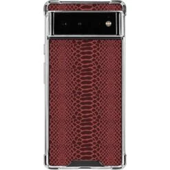 Marsala Snake Skin Google Pixel 6a Clear Case