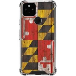 Maryland Flag Dark Wood Google Pixel 5 Clear Case