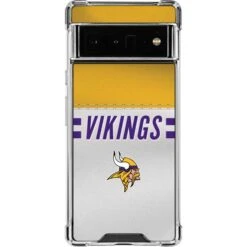 NFL Minnesota Vikings White Striped Google Pixel 6 Pro Clear Case