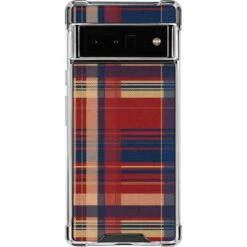 Red And Blue Plaid Google Pixel 6 Pro Clear Case