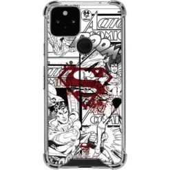 DC Comics Superman Comic Pattern Logo In Red Google Pixel 5 Clear Case