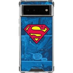 DC Comics Superman Logo Background Pattern Google Pixel 6a Clear Case